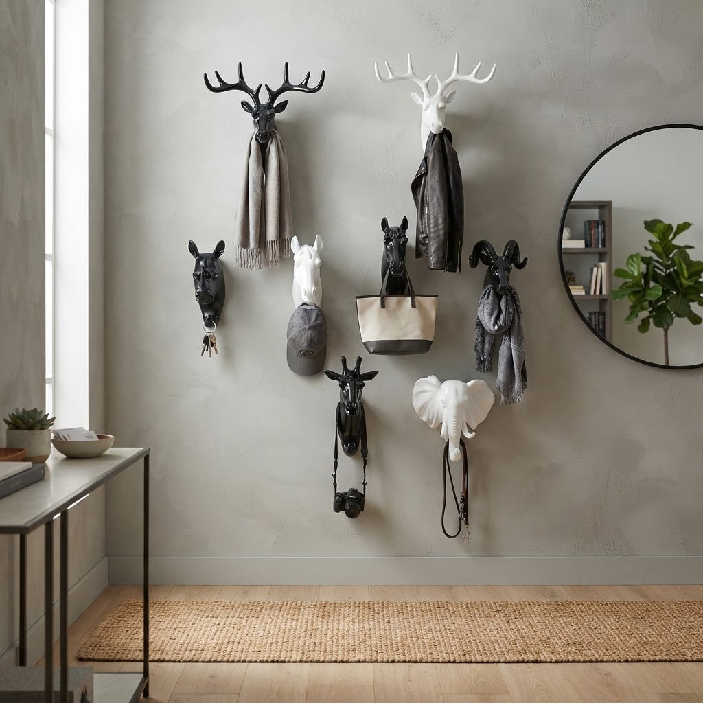 Animal Head Wall Hanging | Sculptural Boho Decorative Wall Art for Living Room & Entryway
