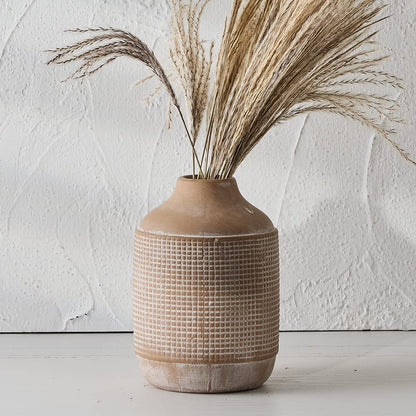 Rustic Ceramic Boho Vase | 7-Inch Sand Glaze Farmhouse Decor