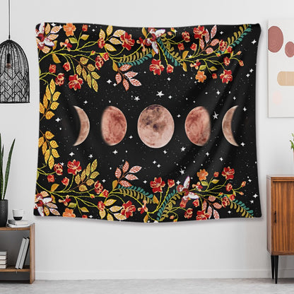 Celestial Moon Phase Tapestry | Boho Wall Art for Bedroom