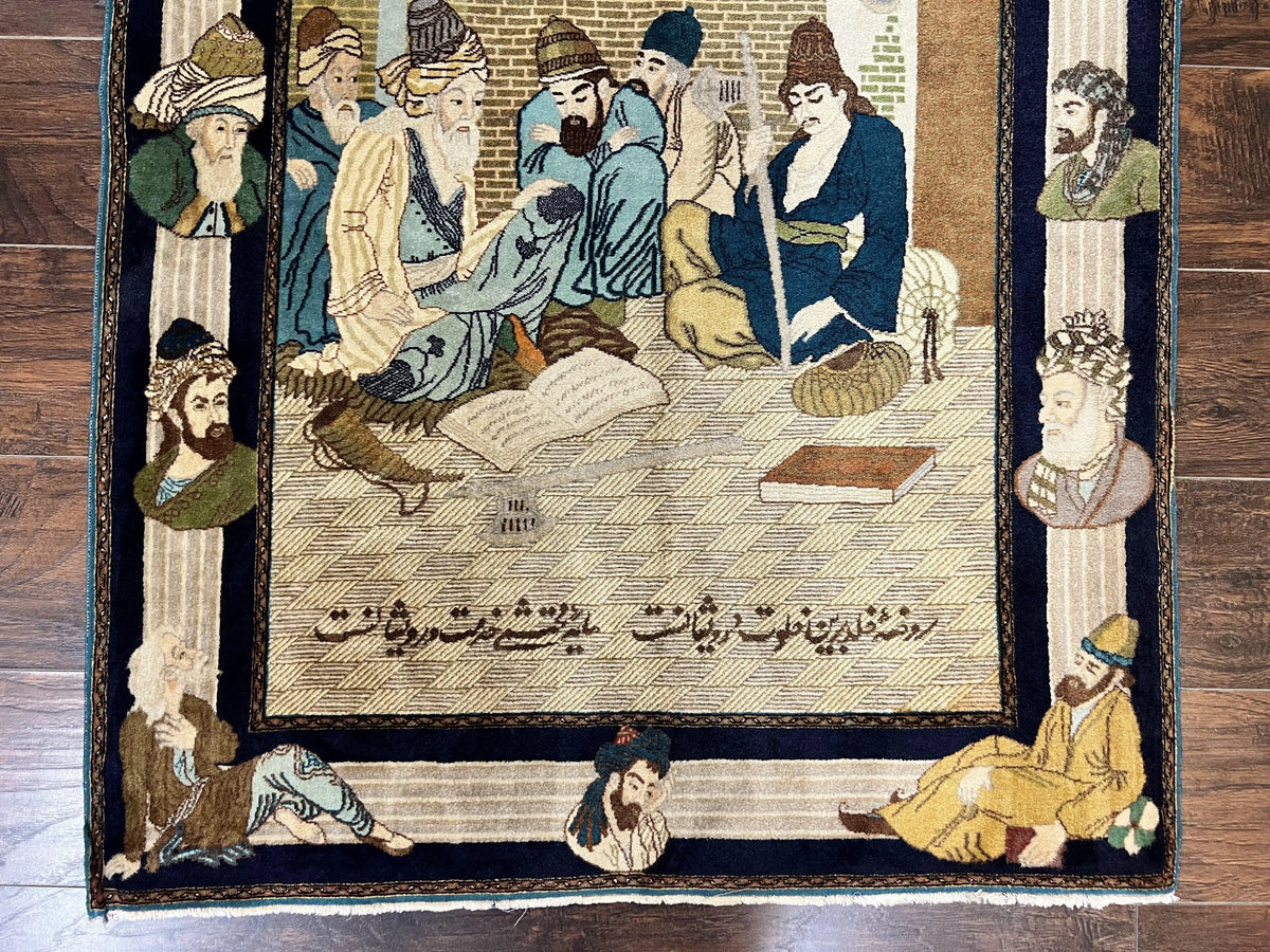 LuxeHome by Jewel Rugs: Persian Tabriz Pictorial Wool Rug - 60 Raj 475 KPSI - 3'4" x 4'7"