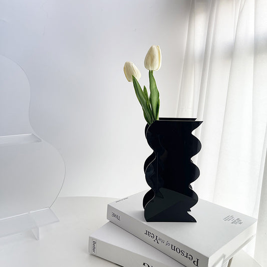 Acrylic Wave Ornament Vase | Modern Desktop Decorative Vase