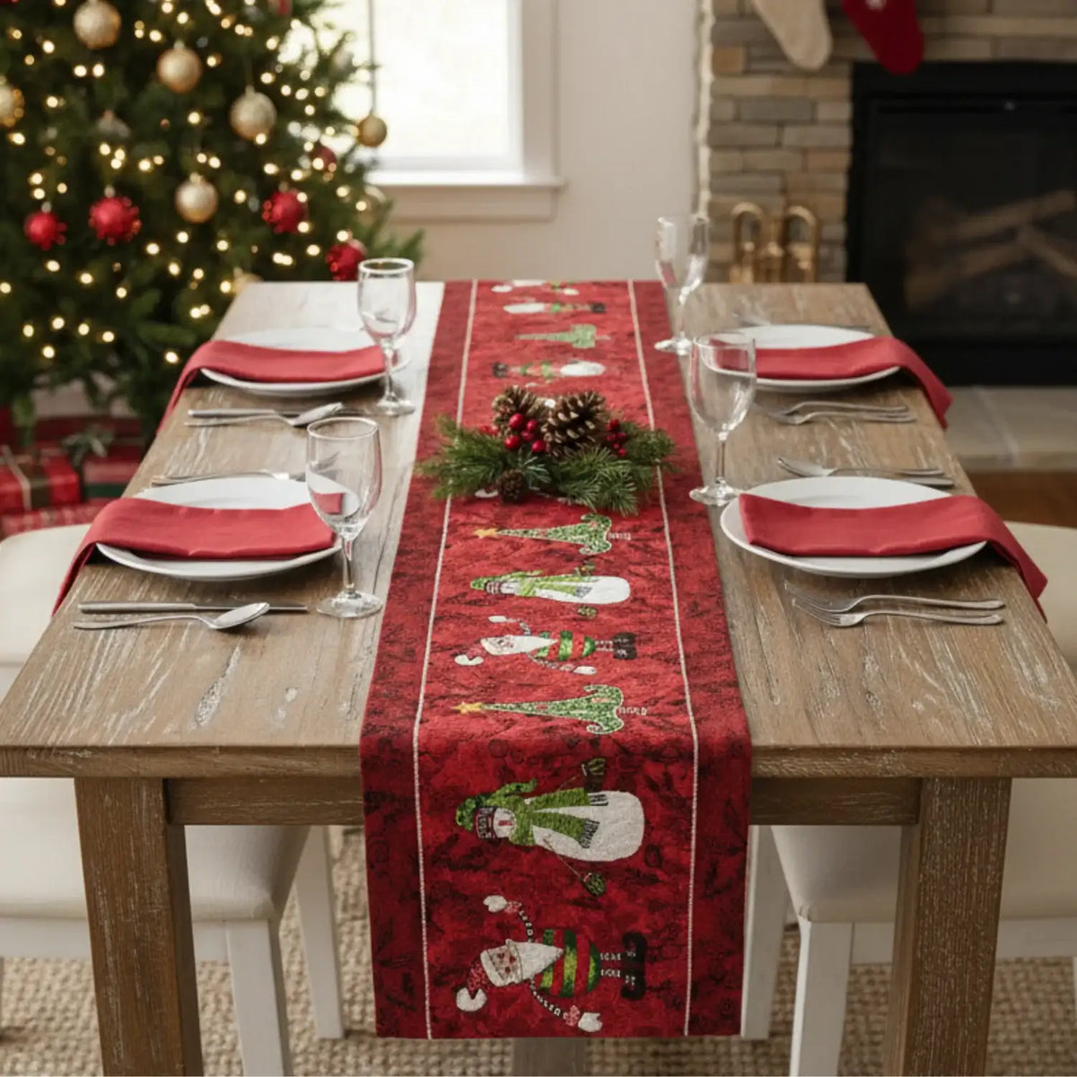 LuxeHome by Tache: Vintage Holiday Woven Tapestry Table Runner - 13x54 in.