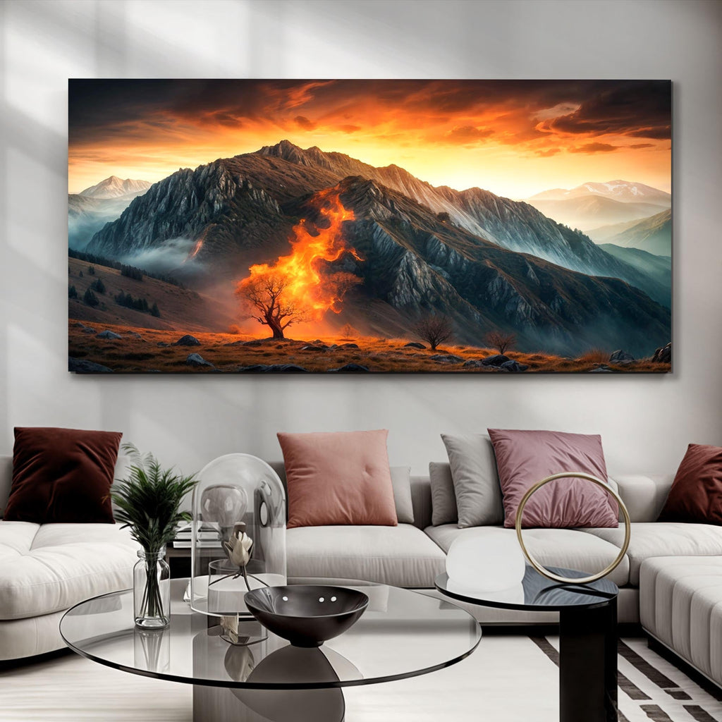 LuxeHomes Burning Bush Faith Canvas Wall Art | Religious Scripture Print | Inspirational Style | S/M/L