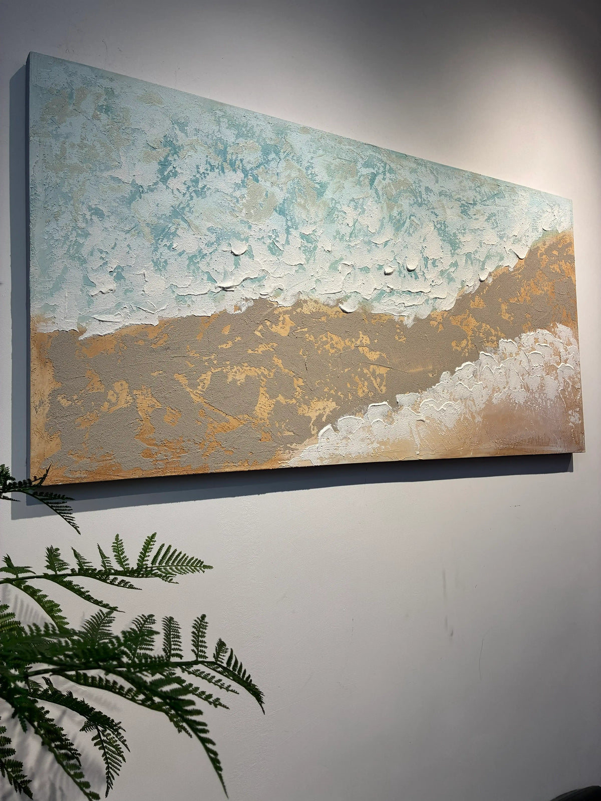 LuxeHome by LuxeHomes: Coastal Impasto Canvas Wall Art - 24x48 in.