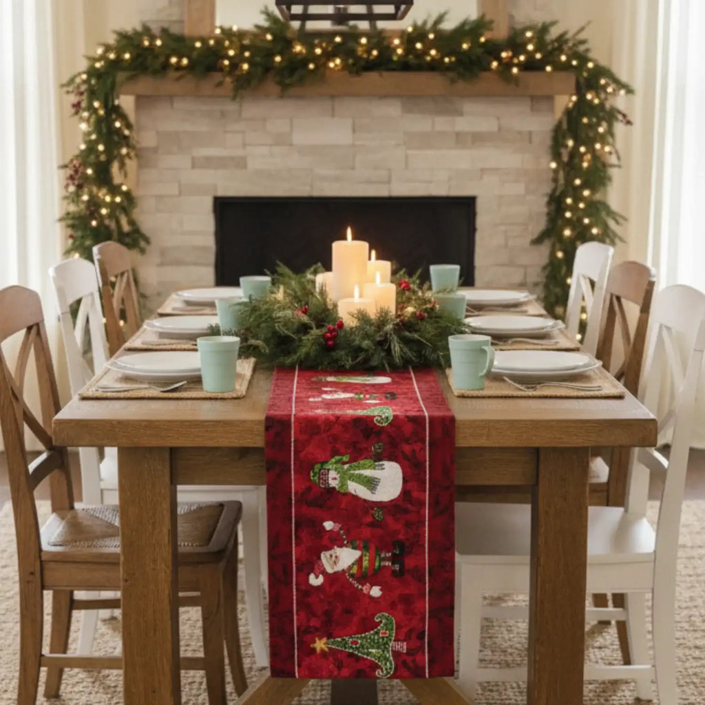 LuxeHome by Tache: Vintage Holiday Woven Tapestry Table Runner - 13x54 in.