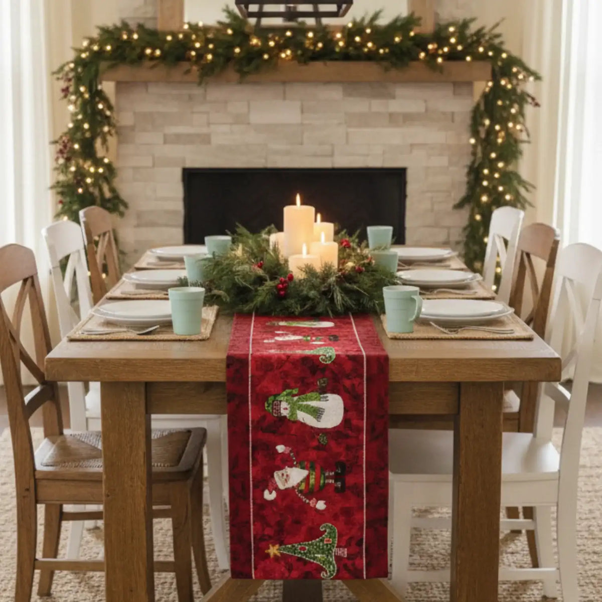 LuxeHome by Tache: Vintage Holiday Woven Tapestry Table Runner - 13x54 in.