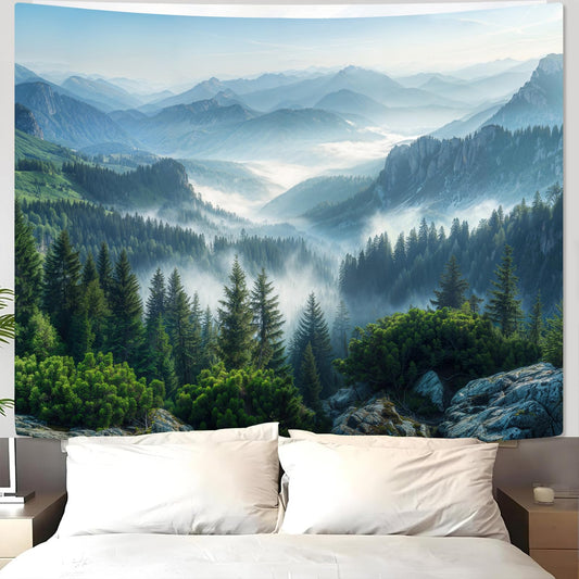 Mountain Pine Forest Tapestry | Large Nature Wall Art