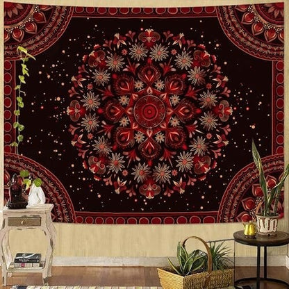 Moon Phase Flowers Tapestry