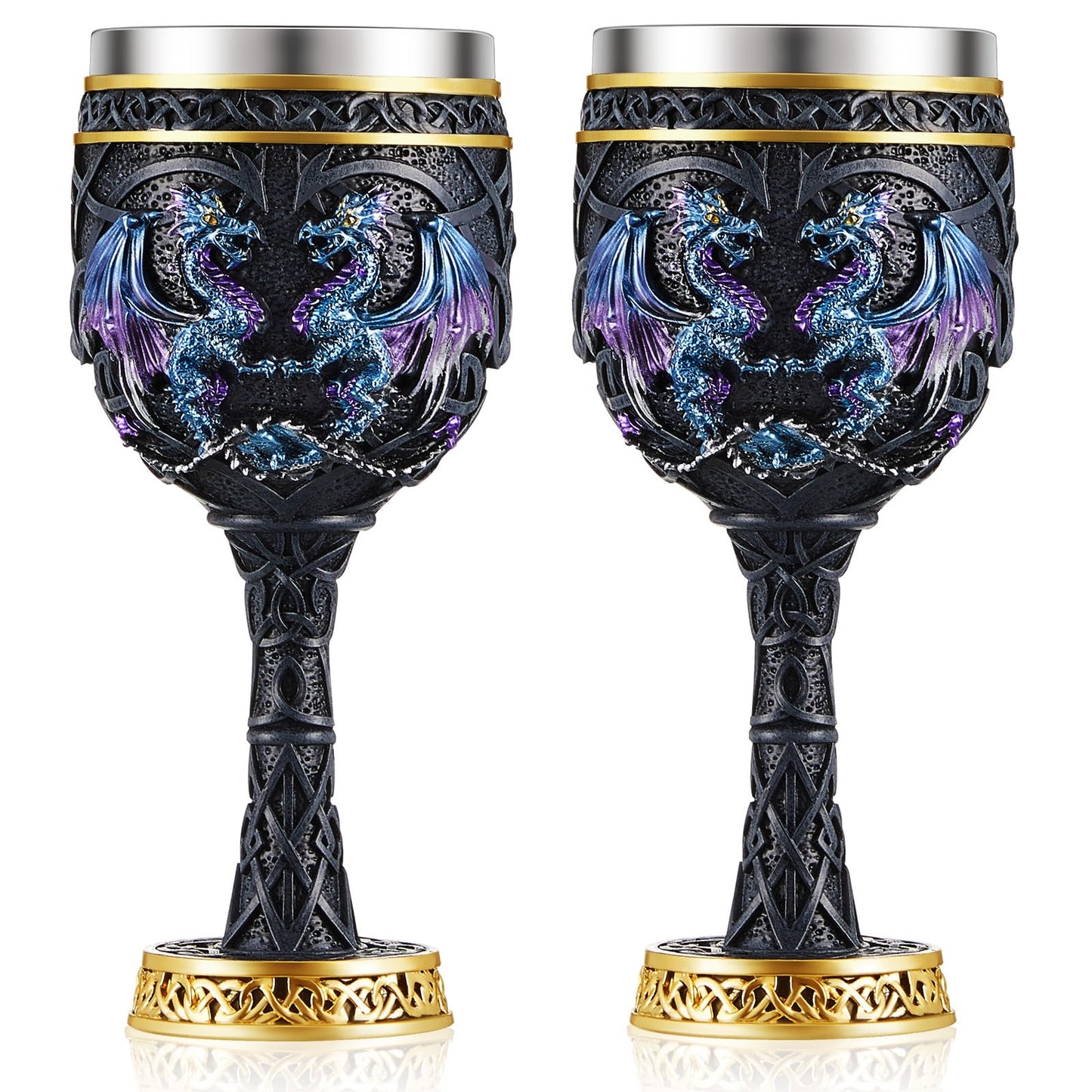 Medieval Dragon Wine Goblet | Gothic Resin & Steel Chalice