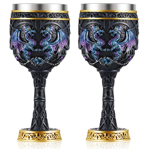 Medieval Dragon Wine Goblet | Gothic Resin & Steel Chalice
