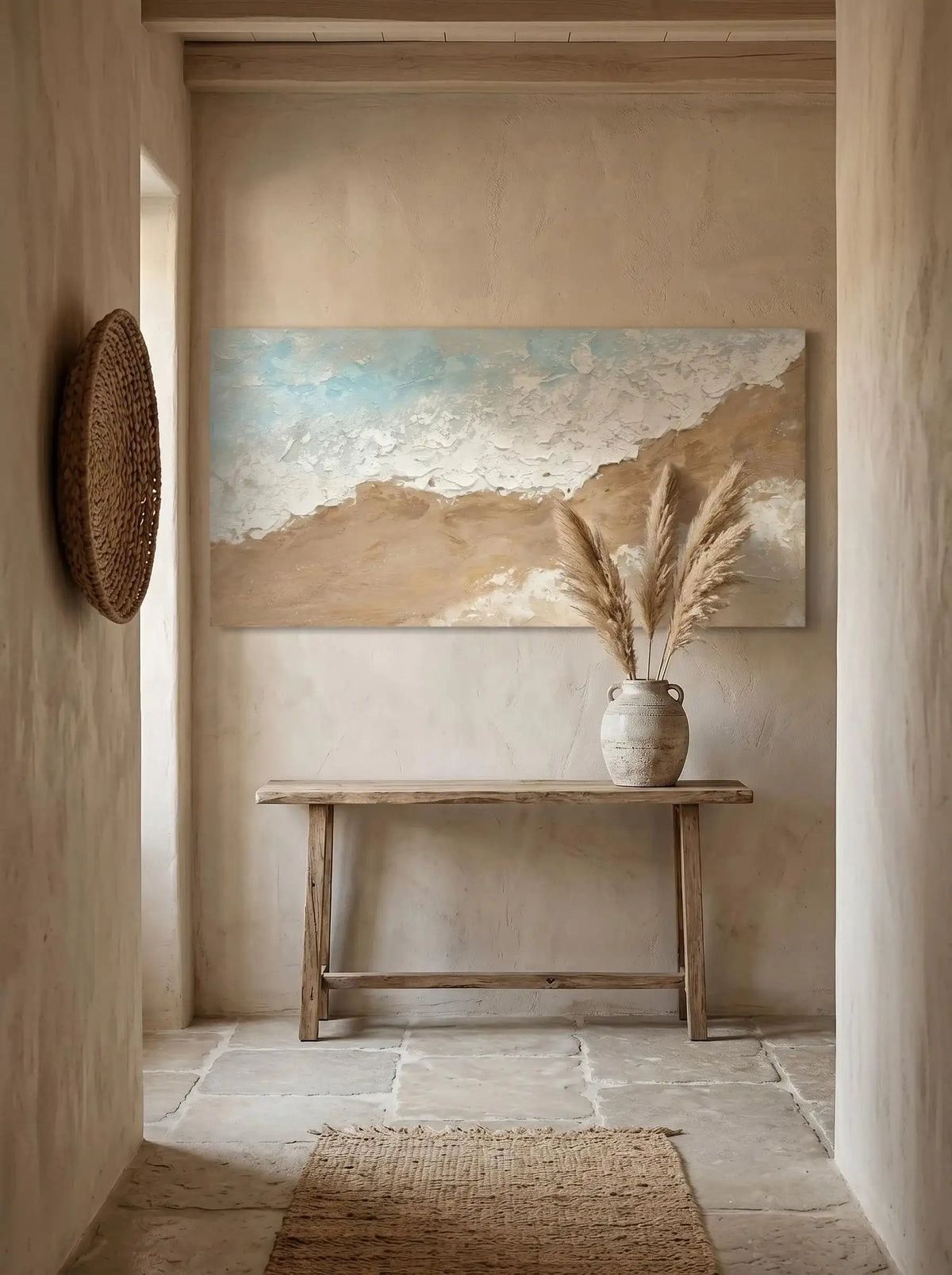 LuxeHome by LuxeHomes: Coastal Impasto Canvas Wall Art - 24x48 in.