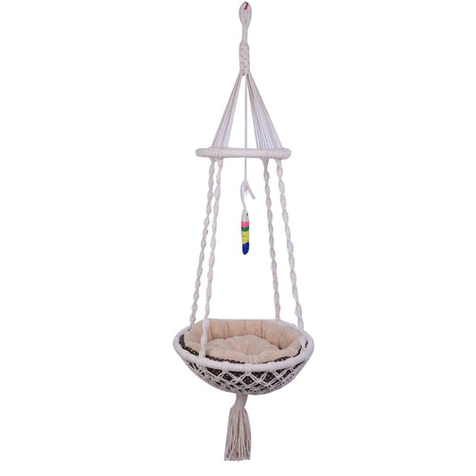 Macramé Hanging Cat Hammock | Boho Indoor Cat Swing Nest