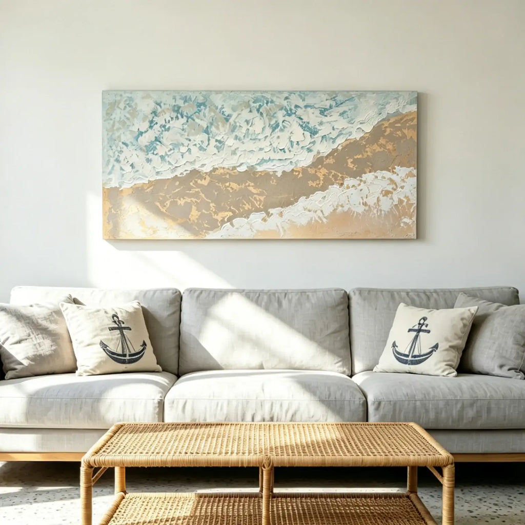 LuxeHome by LuxeHomes: Coastal Impasto Canvas Wall Art - 24x48 in.