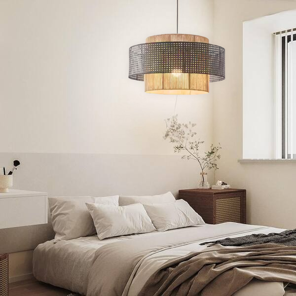 Tiered Rattan Pendant Lighting – Natural Wicker Hanging Lamp