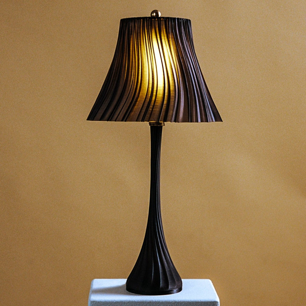 LuxeHomes Pleat Table Lamp | Artisan Glass Modern Style | Amber, Clear, Smoke & Emerald