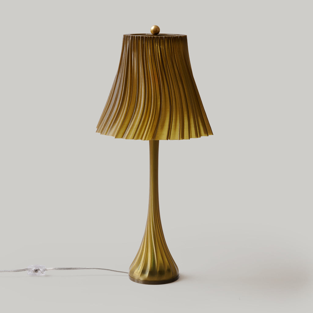 LuxeHomes Pleat Table Lamp | Artisan Glass Modern Style | Amber, Clear, Smoke & Emerald