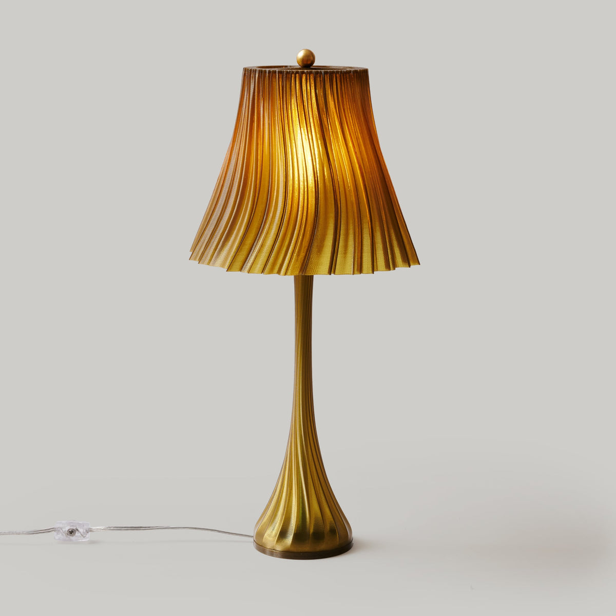 LuxeHomes Pleat Table Lamp | Artisan Glass Modern Style | Amber, Clear, Smoke & Emerald