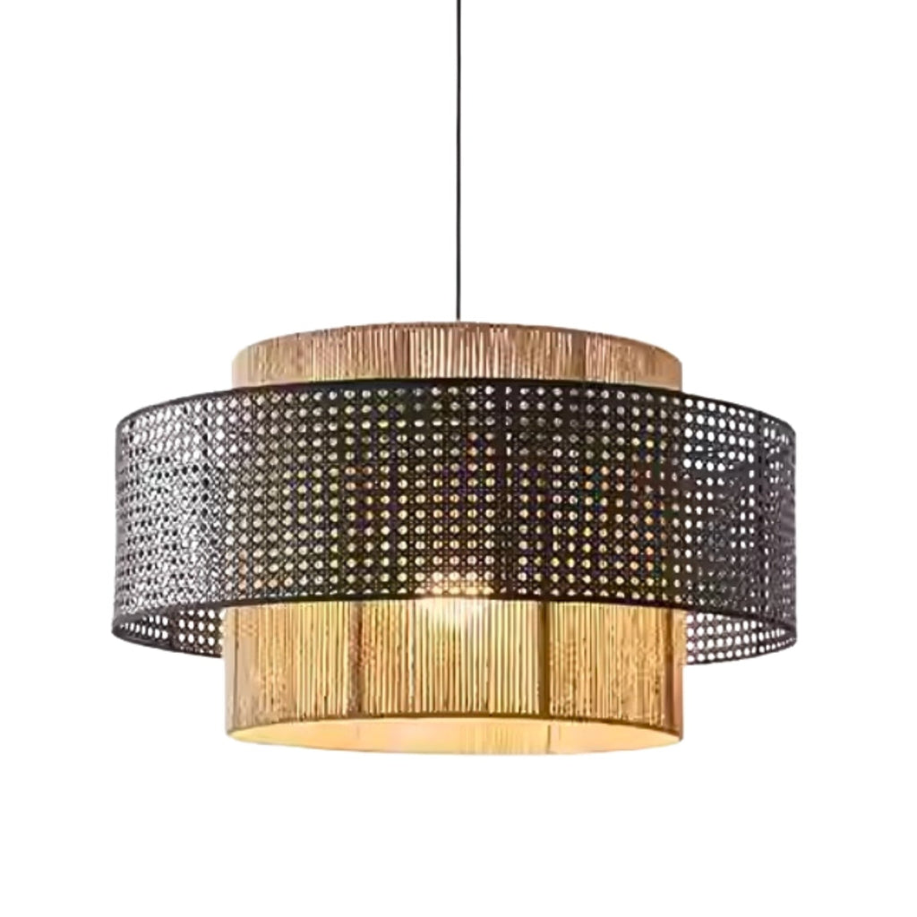 Tiered Rattan Pendant Lighting – Natural Wicker Hanging Lamp