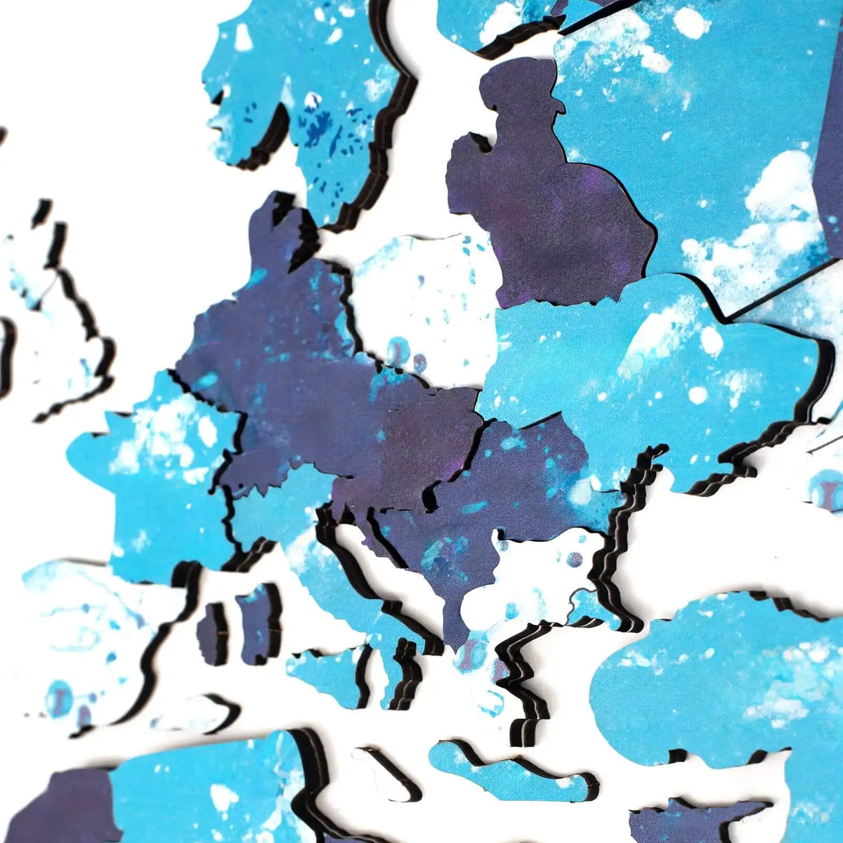 LuxeHome by Enjoy The Wood: 3D Wooden World Map - Ocean Color | M to 3XL