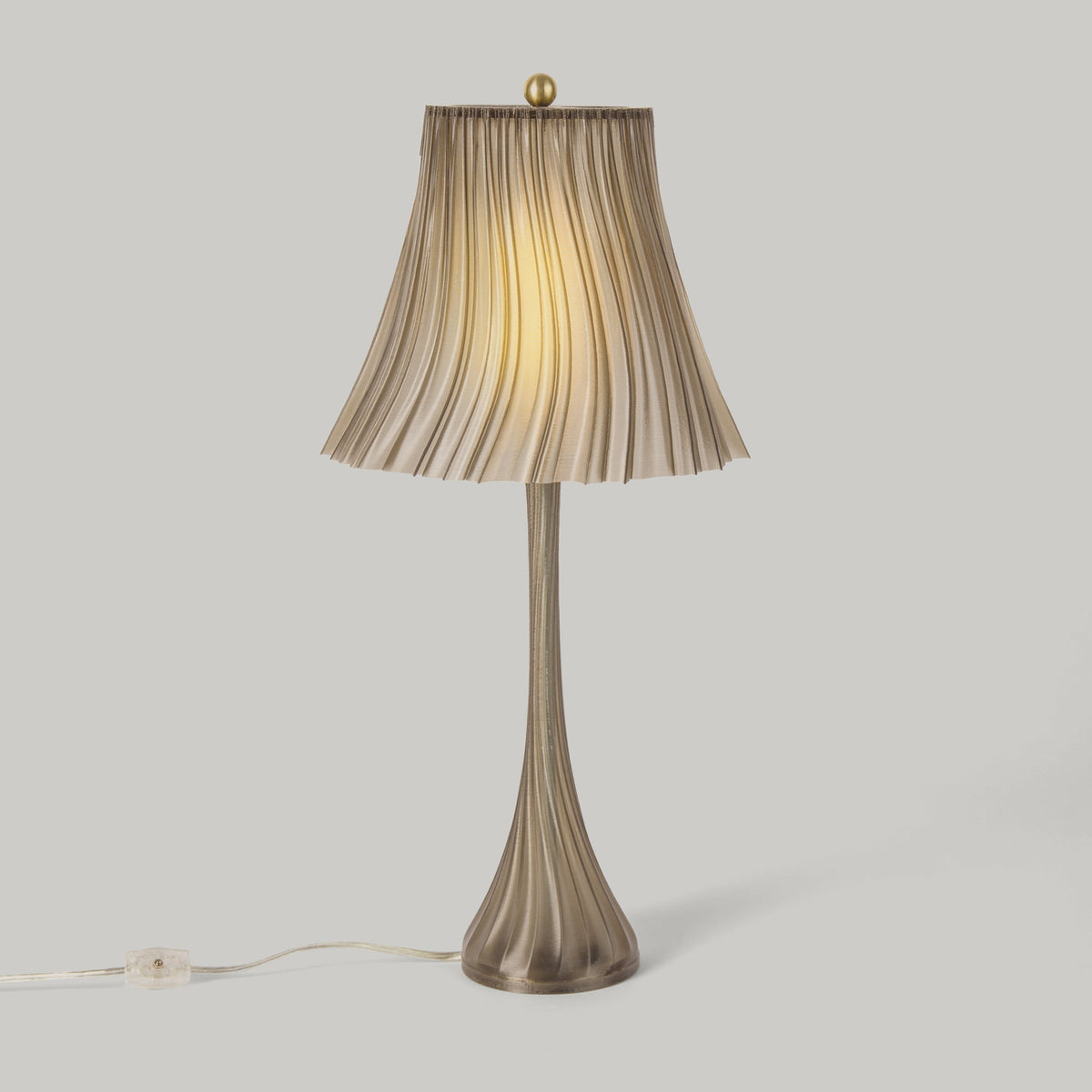 LuxeHomes Pleat Table Lamp | Artisan Glass Modern Style | Amber, Clear, Smoke & Emerald
