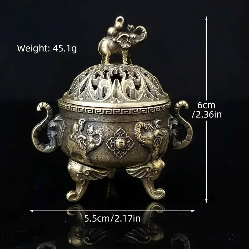 LuxeHomes Elephant Incense Burner Holder | Metal Bohemian Meditation Decor | Bronze