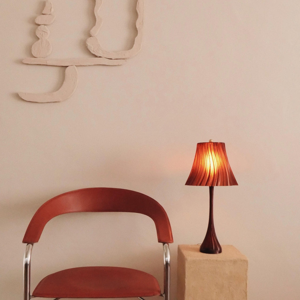 LuxeHomes Pleat Table Lamp | Artisan Glass Modern Style | Amber, Clear, Smoke & Emerald