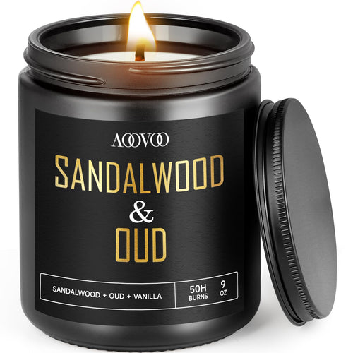 Sandalwood & Oud Scented Candle | Masculine Natural Soy Wax