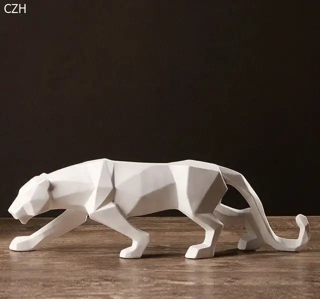 Black Panther Sculpture | Geometric Resin Figurine | Modern Abstract