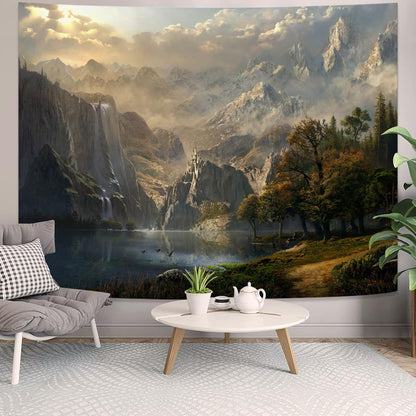 Fantasy Mountain Forest Tapestry | 36x48 Nature Wall Art