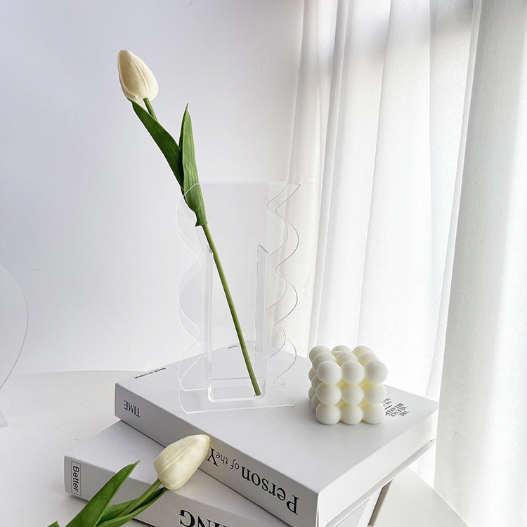 Acrylic Wave Ornament Vase | Modern Desktop Decorative Vase