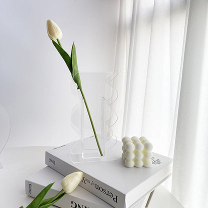 Acrylic Wave Ornament Vase | Modern Desktop Decorative Vase