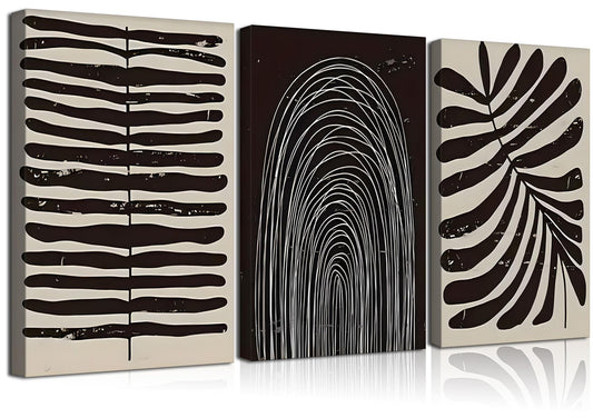 Abstract Neutral Line Wall Art | 3-Piece Framed Canvas Set | 16×24"
