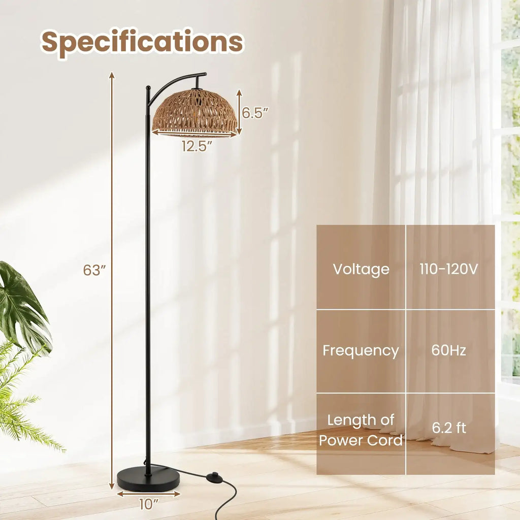 Arc Floor Lamp | Metal Pole & Hanging Shade | Modern Black | 63"