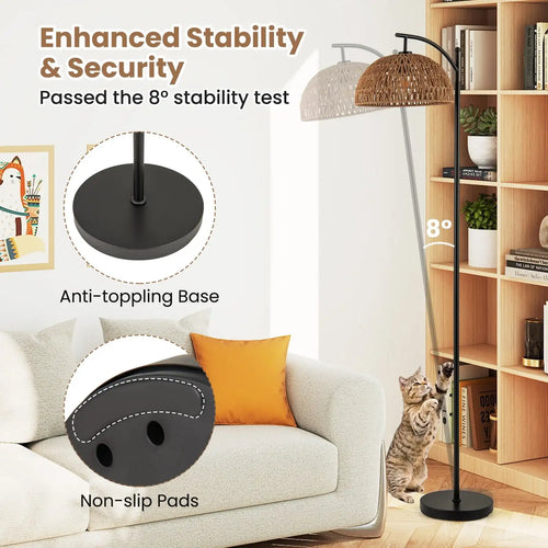 Arc Floor Lamp | Metal Pole & Hanging Shade | Modern Black | 63"