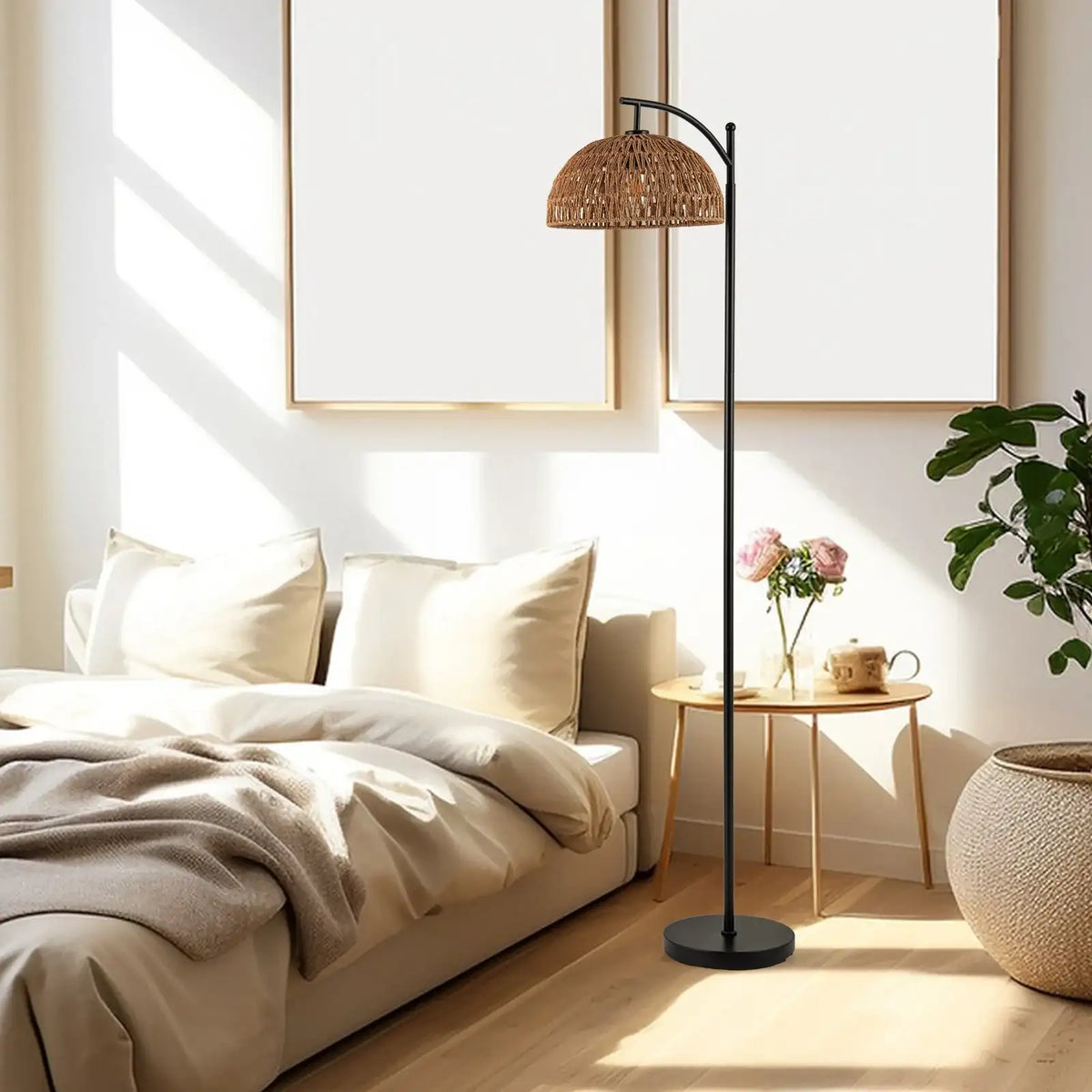 Arc Floor Lamp | Metal Pole & Hanging Shade | Modern Black | 63"