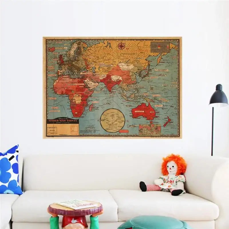 LuxeHome by Boutique Rugs: Vintage World Map Wall Poster, Print - 70x51.5cm
