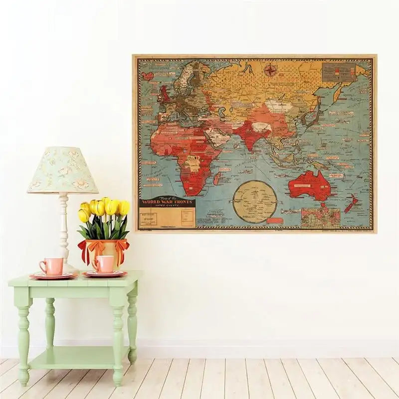 LuxeHome by Boutique Rugs: Vintage World Map Wall Poster, Print - 70x51.5cm