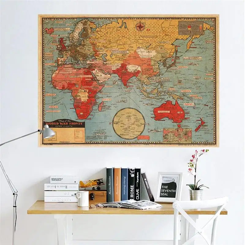 LuxeHome by Boutique Rugs: Vintage World Map Wall Poster, Print - 70x51.5cm