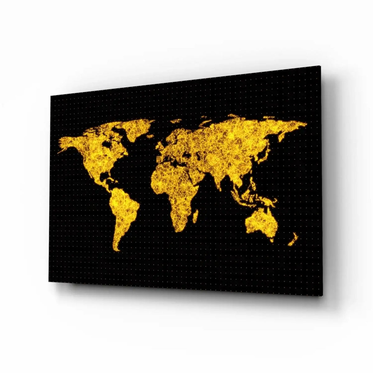 LuxeHome by Insigneart: Glowing Gold World Map Tempered Glass Wall Art - 28" to 55"