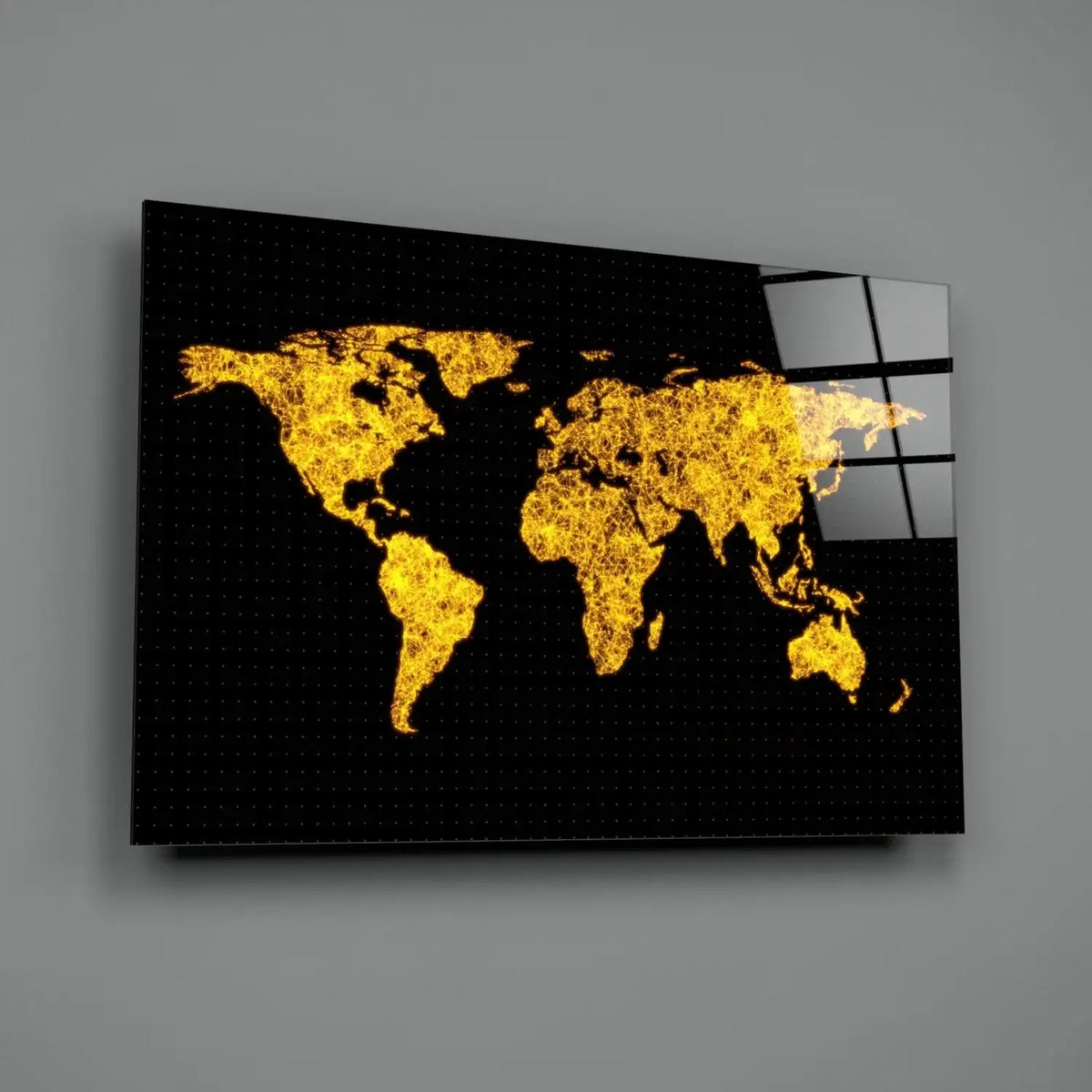 LuxeHome by Insigneart: Glowing Gold World Map Tempered Glass Wall Art - 28" to 55"