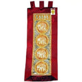 LuxeHome by Uniquely Thai Lao TV: Kalaga Embroidered Elephant Wall Tapestry - Orange, 14x36 in.