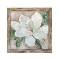 LuxeHome: Rustic Floral Canvas Wall Art | Hand-Painted White Magnolia - 39x39 in.