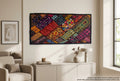 Handcrafted Sindhi embroidered textile patchwork wall hanging, approximately 36 by 13 inches