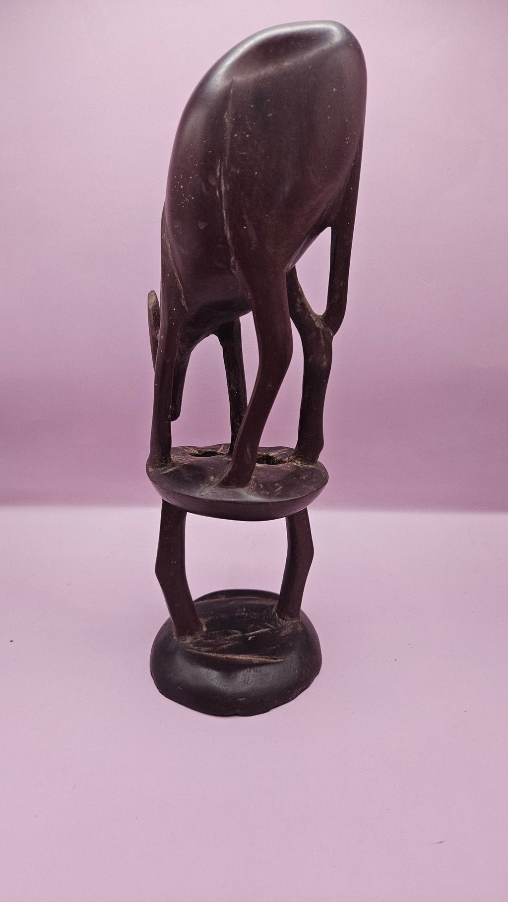 Vintage Hand-Carved Wooden Antelope Sculpture (11"x3.5")