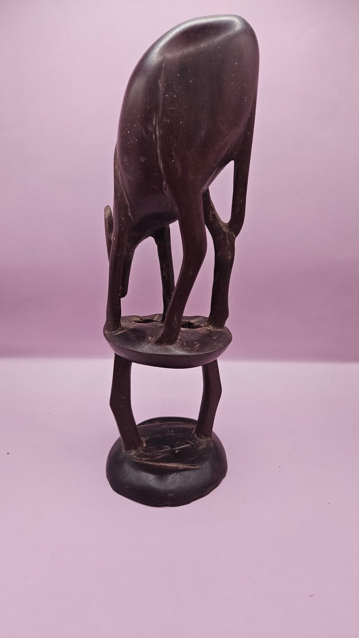 Vintage Hand-Carved Wooden Antelope Sculpture (11"x3.5")